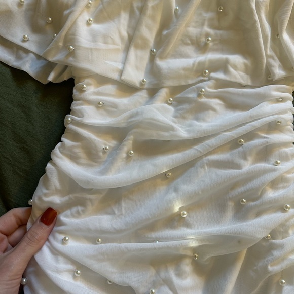 NWT Faux Pearl Off-The-Shoulder Dress - Picture 7 of 7